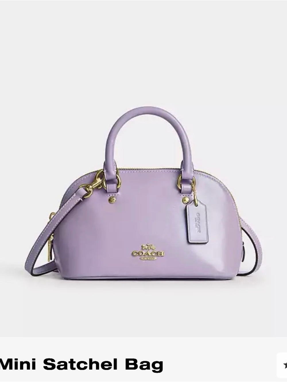 Coach Lara Mini Satchel in lilac with Gold Hardware